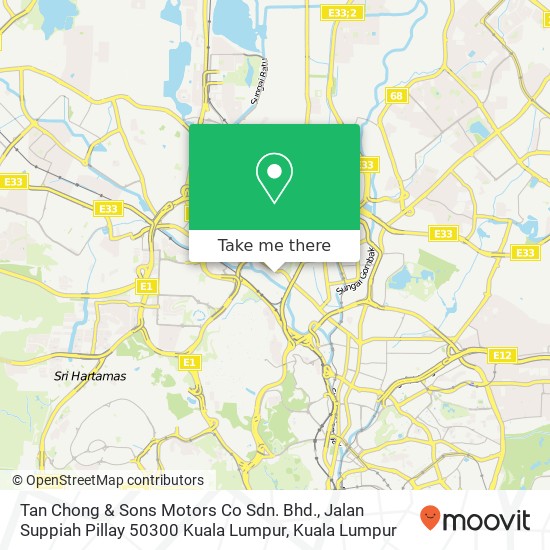 Tan Chong & Sons Motors Co Sdn. Bhd., Jalan Suppiah Pillay 50300 Kuala Lumpur map