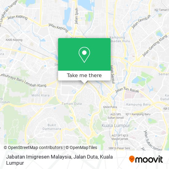 Peta Jabatan Imigresen Malaysia, Jalan Duta