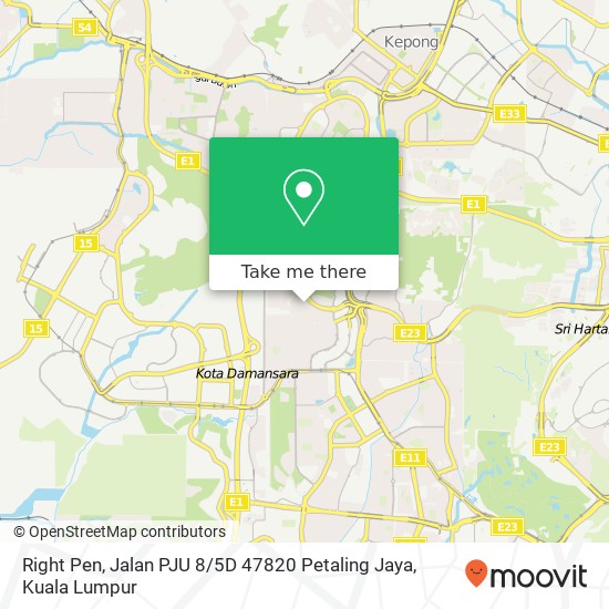 Right Pen, Jalan PJU 8 / 5D 47820 Petaling Jaya map