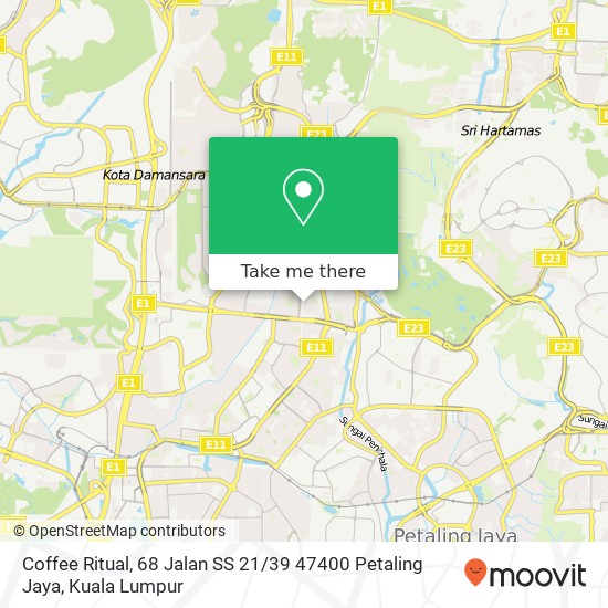 Peta Coffee Ritual, 68 Jalan SS 21 / 39 47400 Petaling Jaya