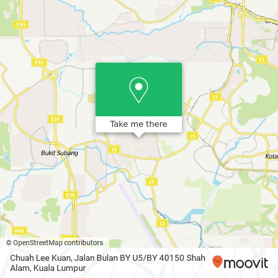 Peta Chuah Lee Kuan, Jalan Bulan BY U5 / BY 40150 Shah Alam