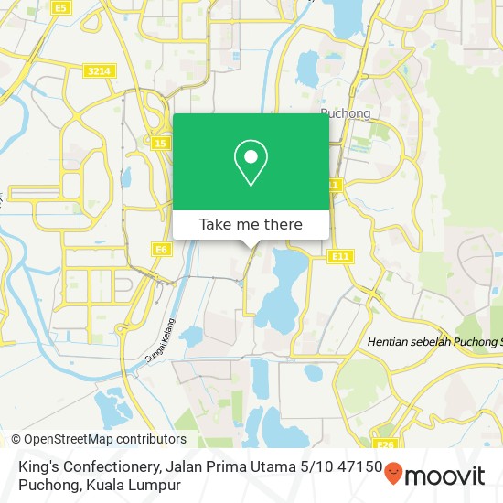 Peta King's Confectionery, Jalan Prima Utama 5 / 10 47150 Puchong