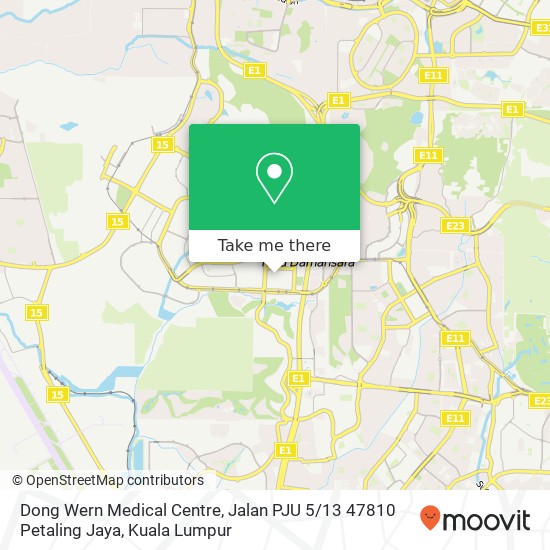 Peta Dong Wern Medical Centre, Jalan PJU 5 / 13 47810 Petaling Jaya