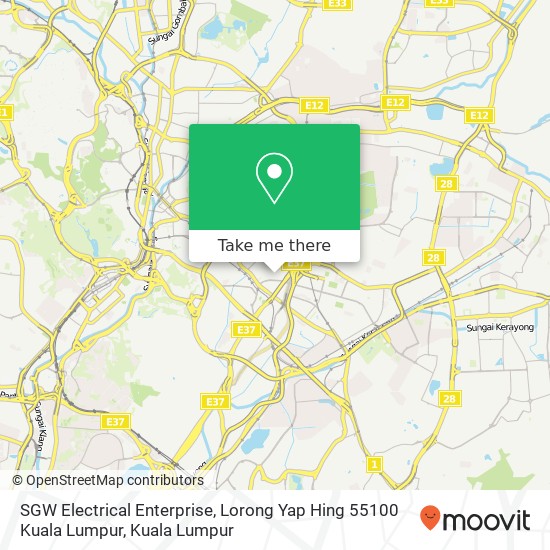 Peta SGW Electrical Enterprise, Lorong Yap Hing 55100 Kuala Lumpur