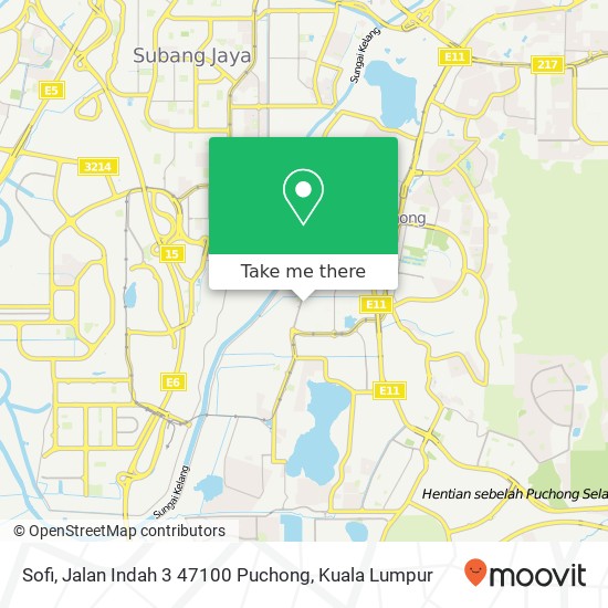 Peta Sofi, Jalan Indah 3 47100 Puchong