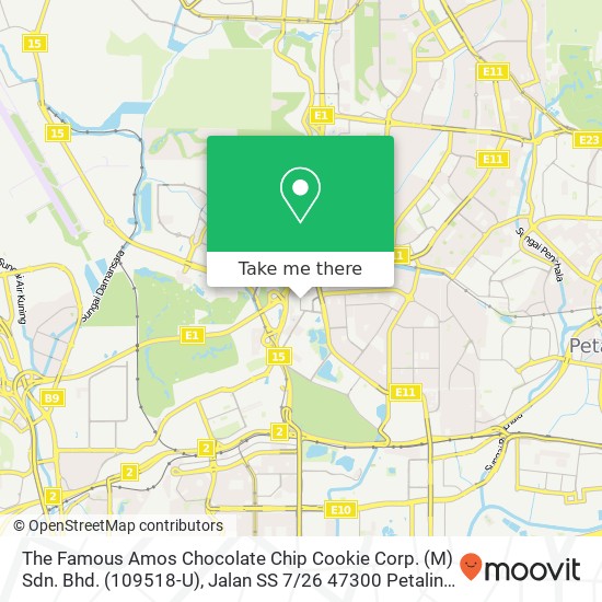 The Famous Amos Chocolate Chip Cookie Corp. (M) Sdn. Bhd. (109518-U), Jalan SS 7 / 26 47300 Petaling Jaya map