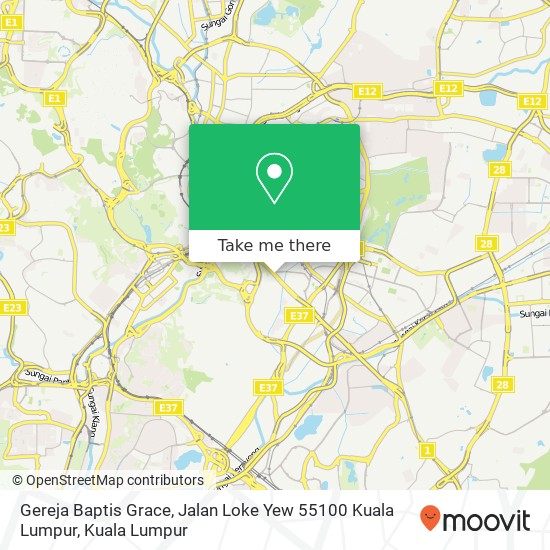 Peta Gereja Baptis Grace, Jalan Loke Yew 55100 Kuala Lumpur