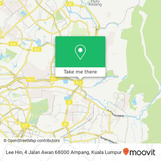 Peta Lee Hin, 4 Jalan Awan 68000 Ampang