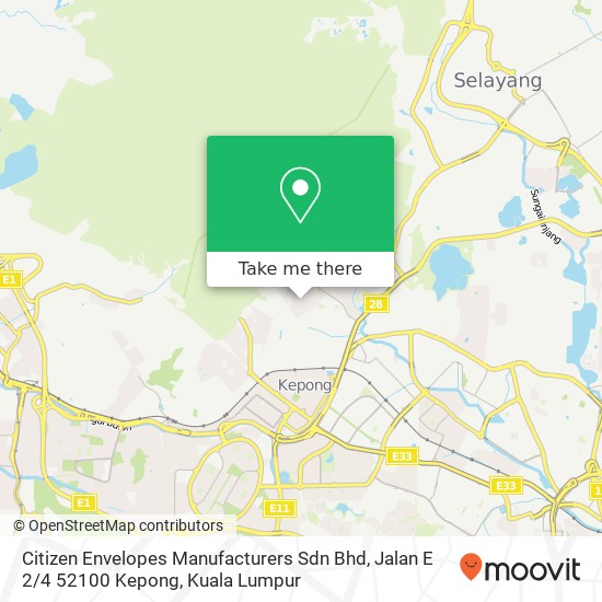 Peta Citizen Envelopes Manufacturers Sdn Bhd, Jalan E 2 / 4 52100 Kepong