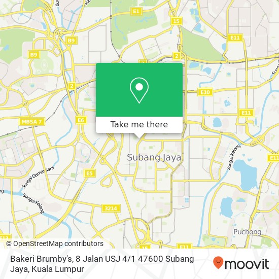 Peta Bakeri Brumby's, 8 Jalan USJ 4 / 1 47600 Subang Jaya