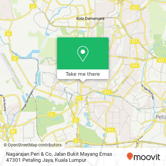 Peta Nagarajan Peri & Co, Jalan Bukit Mayang Emas 47301 Petaling Jaya