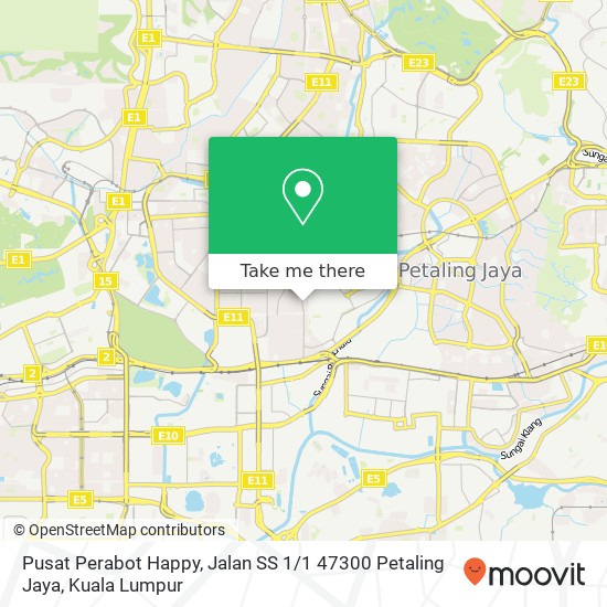 Pusat Perabot Happy, Jalan SS 1 / 1 47300 Petaling Jaya map