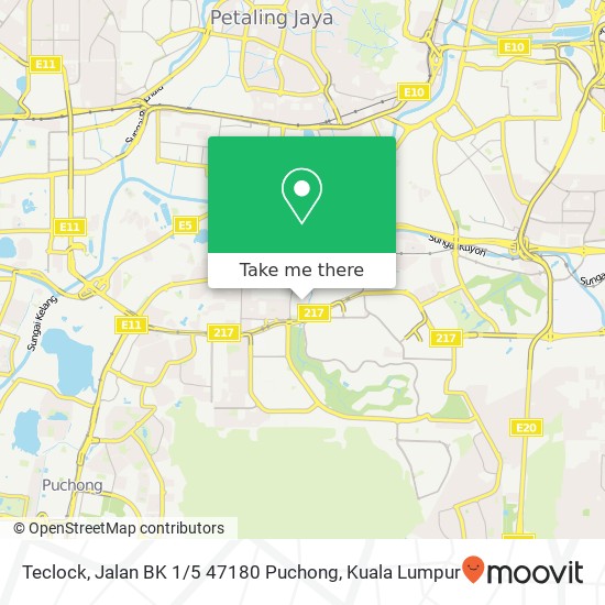 Peta Teclock, Jalan BK 1 / 5 47180 Puchong