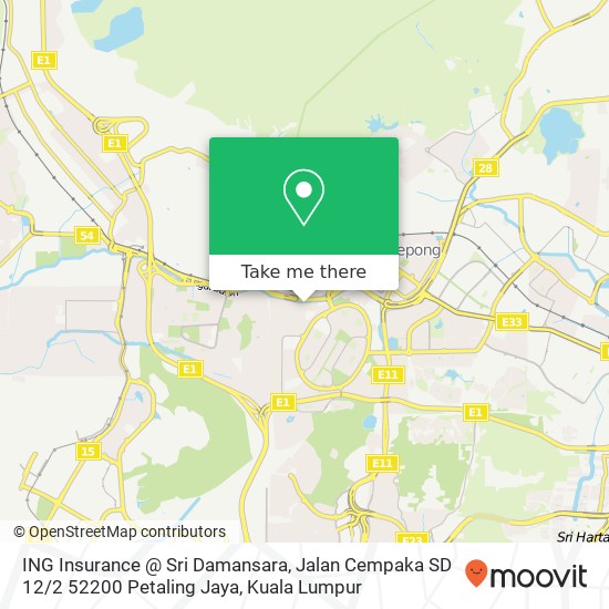 Peta ING Insurance @ Sri Damansara, Jalan Cempaka SD 12 / 2 52200 Petaling Jaya