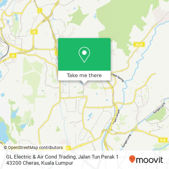 Peta GL Electric & Air Cond Trading, Jalan Tun Perak 1 43200 Cheras