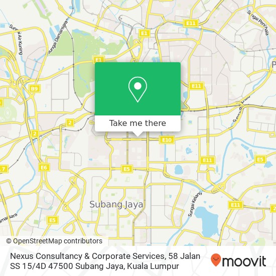 Peta Nexus Consultancy & Corporate Services, 58 Jalan SS 15 / 4D 47500 Subang Jaya