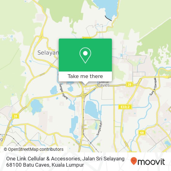 Peta One Link Cellular & Accessories, Jalan Sri Selayang 68100 Batu Caves