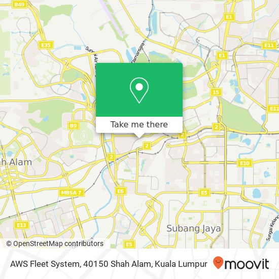 Peta AWS Fleet System, 40150 Shah Alam