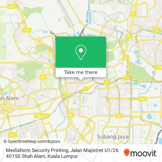 Peta Mediaform Security Printing, Jalan Majistret U1 / 26 40150 Shah Alam