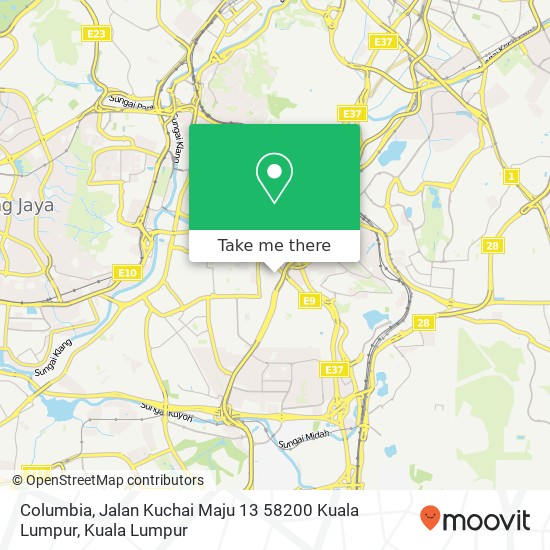 Peta Columbia, Jalan Kuchai Maju 13 58200 Kuala Lumpur