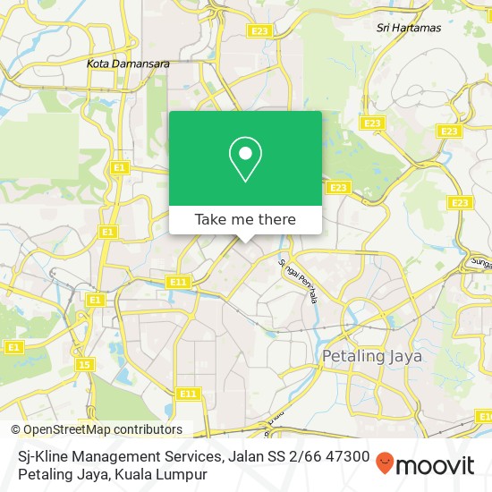 Peta Sj-Kline Management Services, Jalan SS 2 / 66 47300 Petaling Jaya