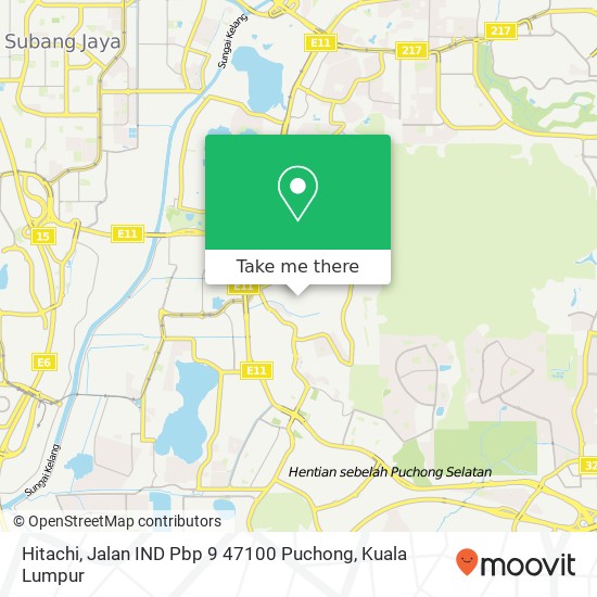 Peta Hitachi, Jalan IND Pbp 9 47100 Puchong