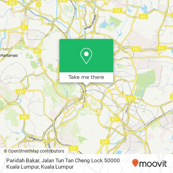 Peta Paridah Bakar, Jalan Tun Tan Cheng Lock 50000 Kuala Lumpur