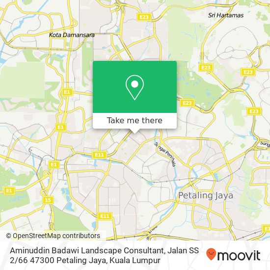 Peta Aminuddin Badawi Landscape Consultant, Jalan SS 2 / 66 47300 Petaling Jaya