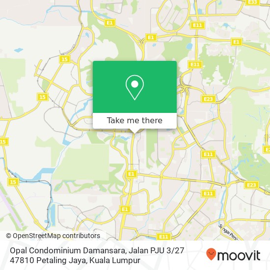 Peta Opal Condominium Damansara, Jalan PJU 3 / 27 47810 Petaling Jaya