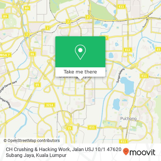 Peta CH Crushing & Hacking Work, Jalan USJ 10 / 1 47620 Subang Jaya