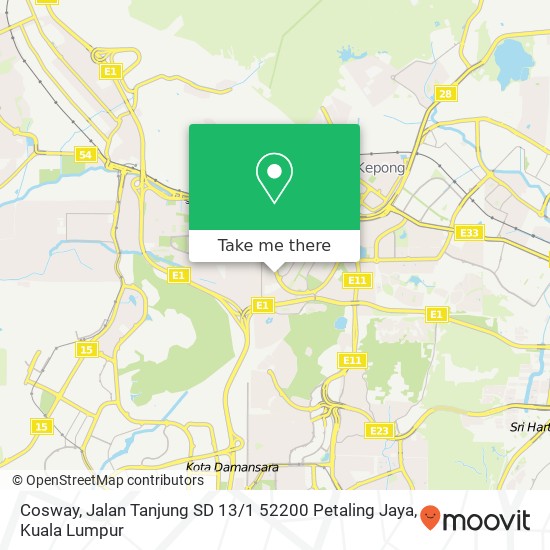 Peta Cosway, Jalan Tanjung SD 13 / 1 52200 Petaling Jaya