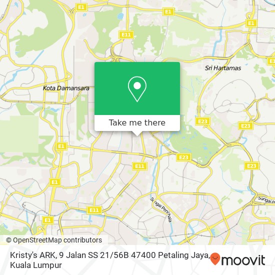 Peta Kristy's ARK, 9 Jalan SS 21 / 56B 47400 Petaling Jaya