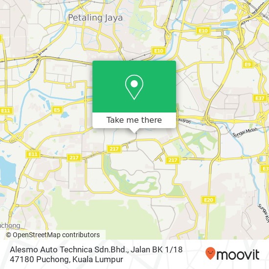 Peta Alesmo Auto Technica Sdn.Bhd., Jalan BK 1 / 18 47180 Puchong