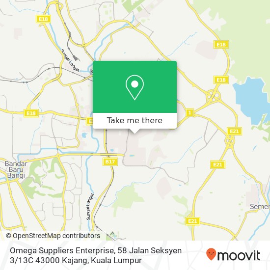 Omega Suppliers Enterprise, 58 Jalan Seksyen 3 / 13C 43000 Kajang map