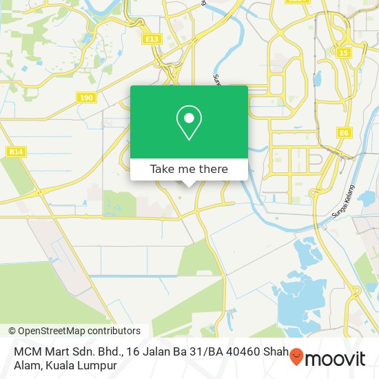 Peta MCM Mart Sdn. Bhd., 16 Jalan Ba 31 / BA 40460 Shah Alam
