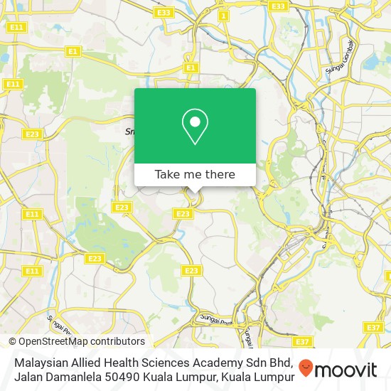 Malaysian Allied Health Sciences Academy Sdn Bhd, Jalan Damanlela 50490 Kuala Lumpur map