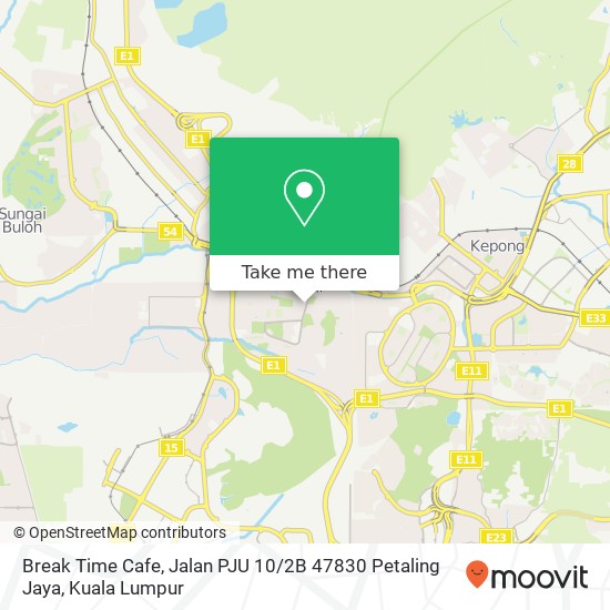 Peta Break Time Cafe, Jalan PJU 10 / 2B 47830 Petaling Jaya