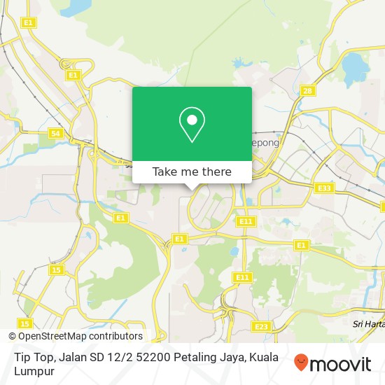 Tip Top, Jalan SD 12 / 2 52200 Petaling Jaya map