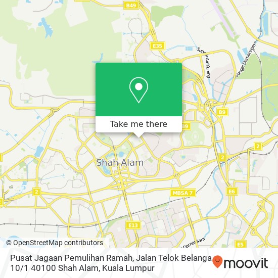 Pusat Jagaan Pemulihan Ramah, Jalan Telok Belanga 10 / 1 40100 Shah Alam map