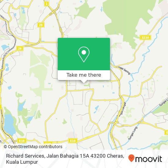 Peta Richard Services, Jalan Bahagia 15A 43200 Cheras