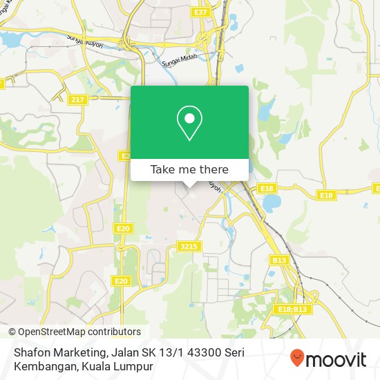 Peta Shafon Marketing, Jalan SK 13 / 1 43300 Seri Kembangan