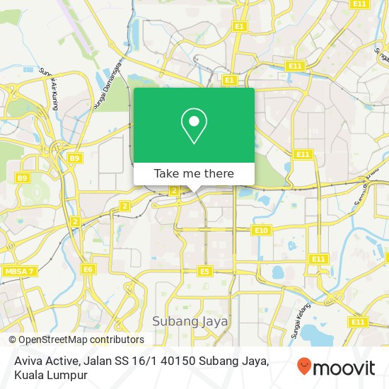 Peta Aviva Active, Jalan SS 16 / 1 40150 Subang Jaya
