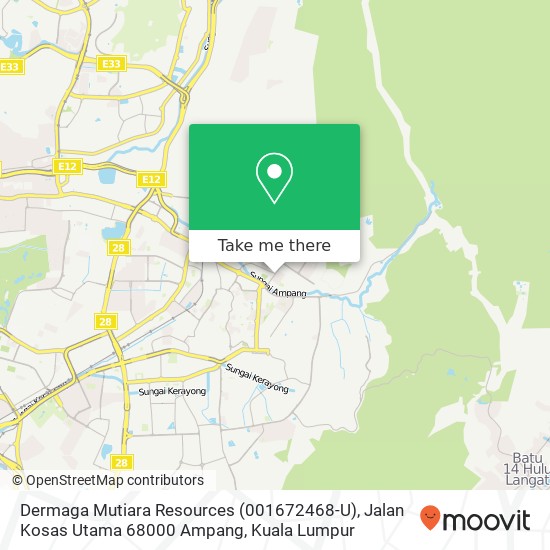 Peta Dermaga Mutiara Resources (001672468-U), Jalan Kosas Utama 68000 Ampang