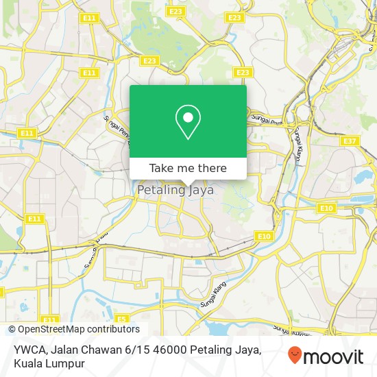 Peta YWCA, Jalan Chawan 6 / 15 46000 Petaling Jaya