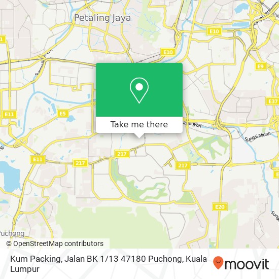 Peta Kum Packing, Jalan BK 1 / 13 47180 Puchong