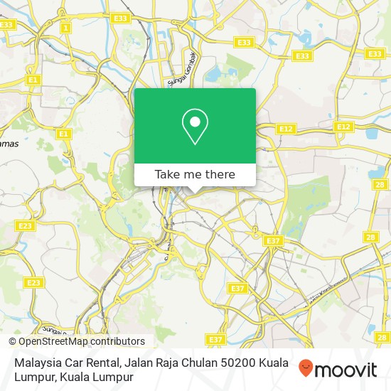 Malaysia Car Rental, Jalan Raja Chulan 50200 Kuala Lumpur map