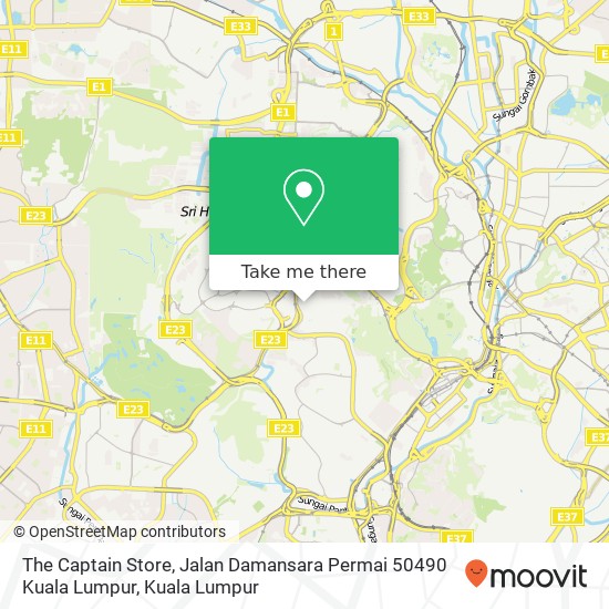 Peta The Captain Store, Jalan Damansara Permai 50490 Kuala Lumpur