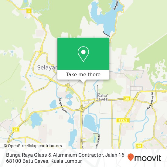 Bunga Raya Glass & Aluminium Contractor, Jalan 16 68100 Batu Caves map