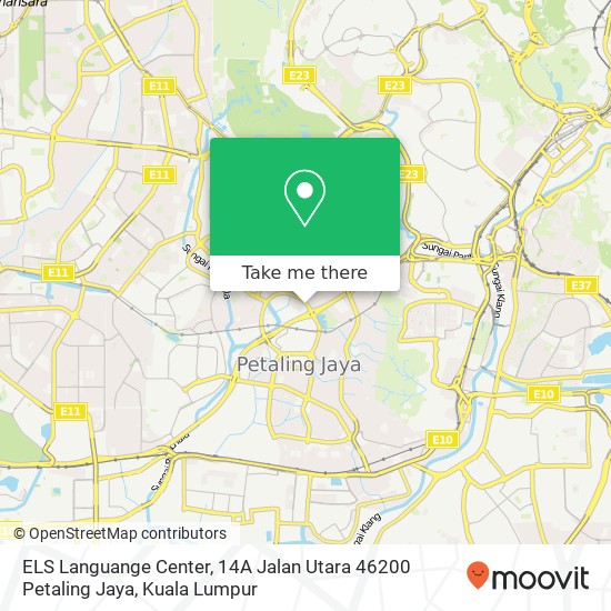 Peta ELS Languange Center, 14A Jalan Utara 46200 Petaling Jaya