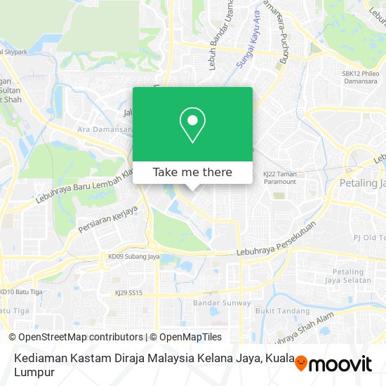 Peta Kediaman Kastam Diraja Malaysia Kelana Jaya